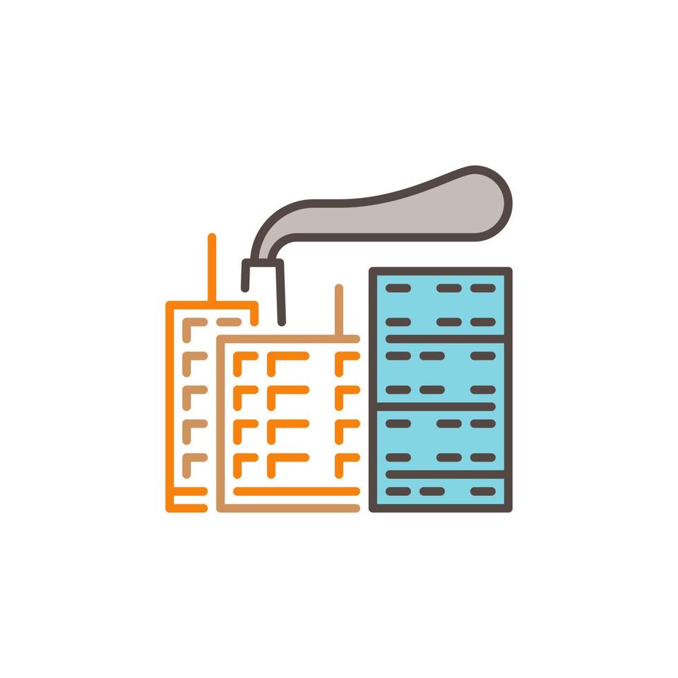 pipa de humo y edificios de la ciudad icono de color de contaminación vectorial vector
