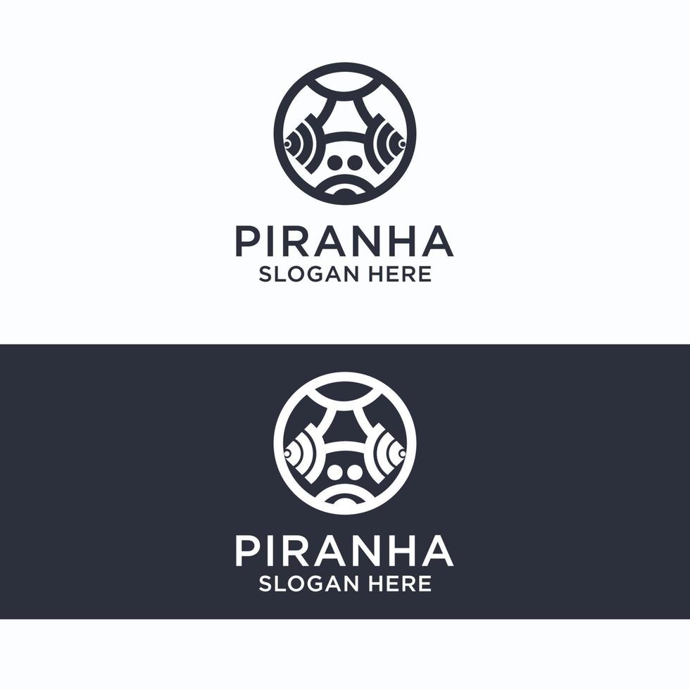 plantilla de icono de diseño de logotipo de piraña vector