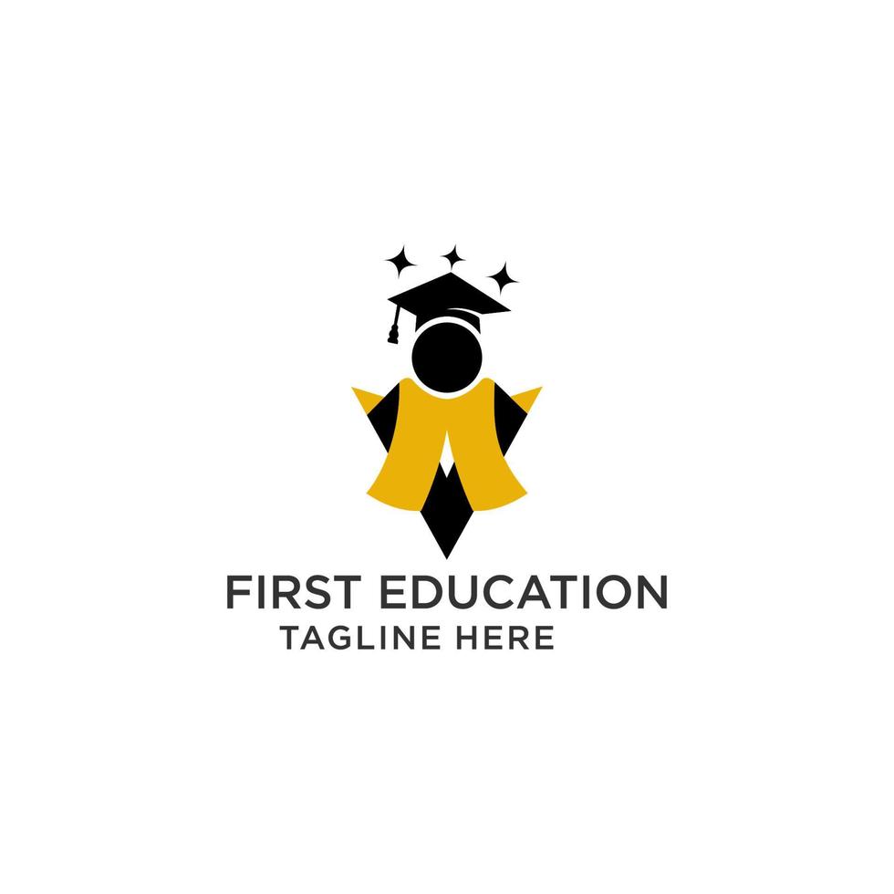 primer diseño de icono de logotipo de educación vector