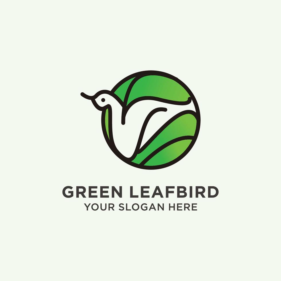 imagen vectorial de icono de logotipo de pájaro de hoja verde vector