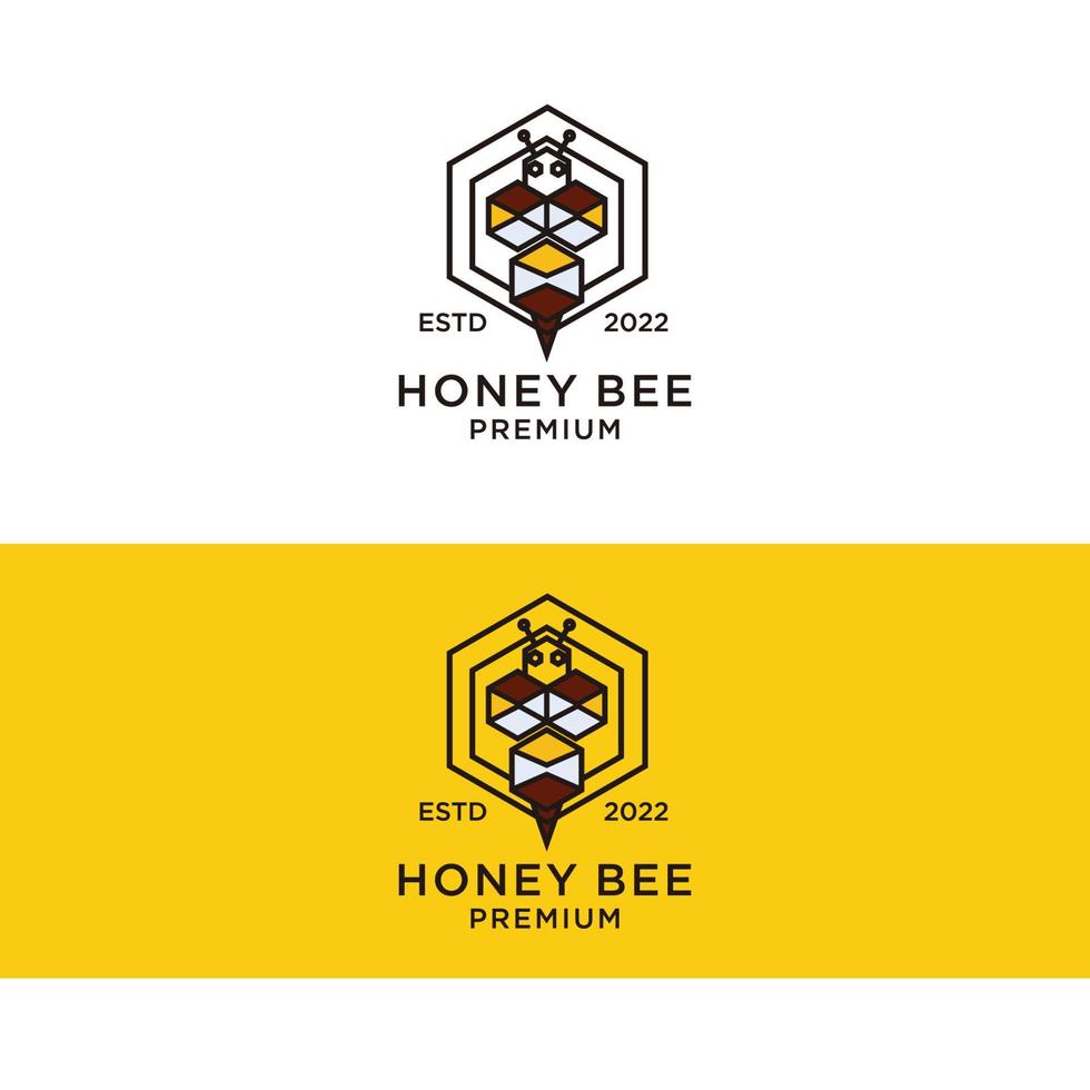 imagen de vector de icono de logotipo de abeja de miel