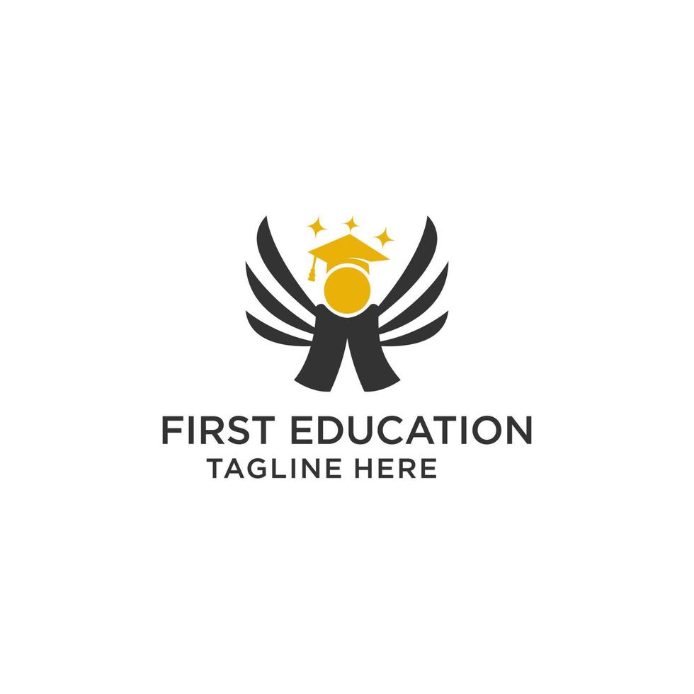 primer diseño de icono de logotipo de educación vector