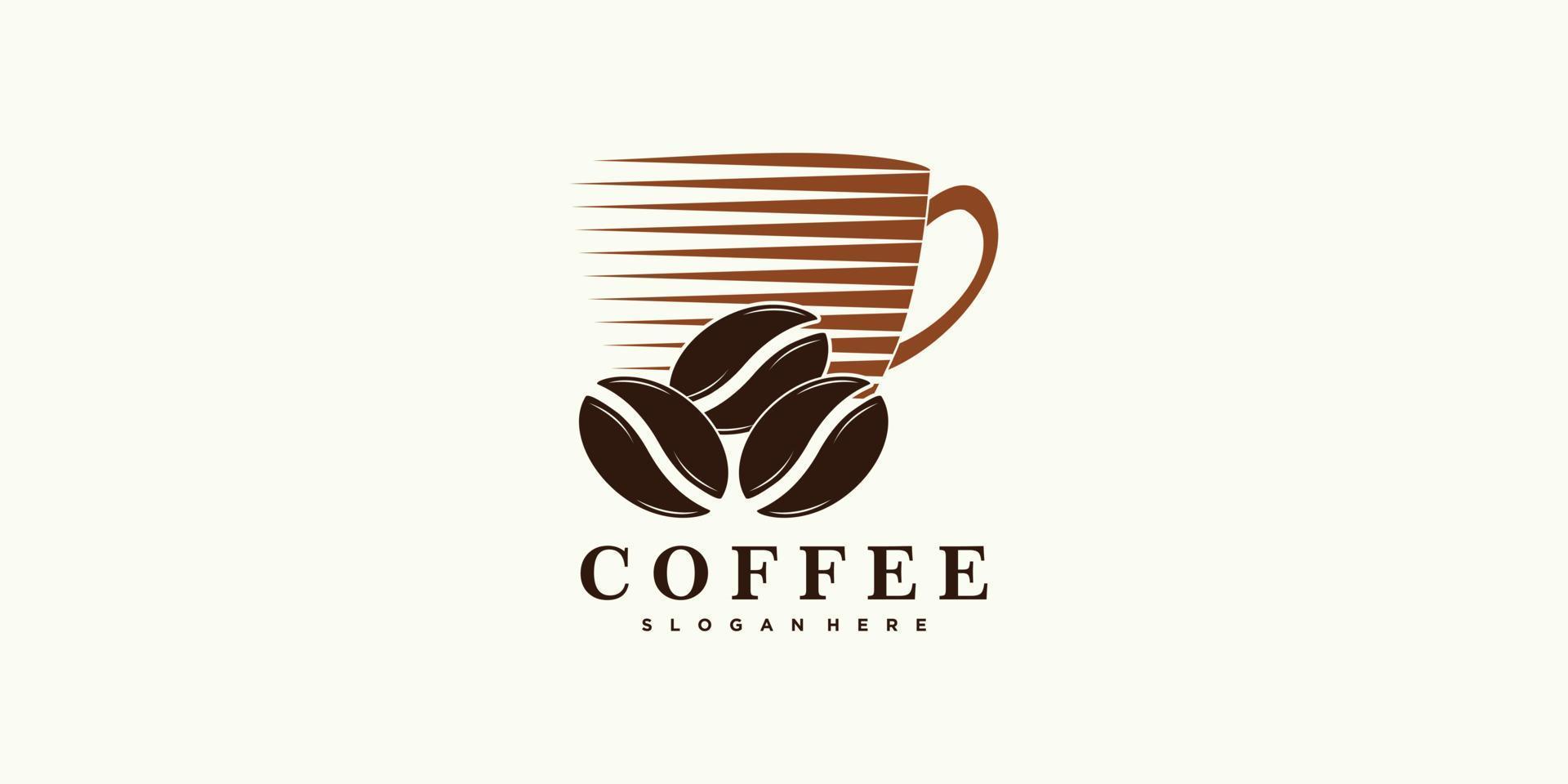 diseño de logotipo de café para icono de cafetería con vector premium de concepto creativo