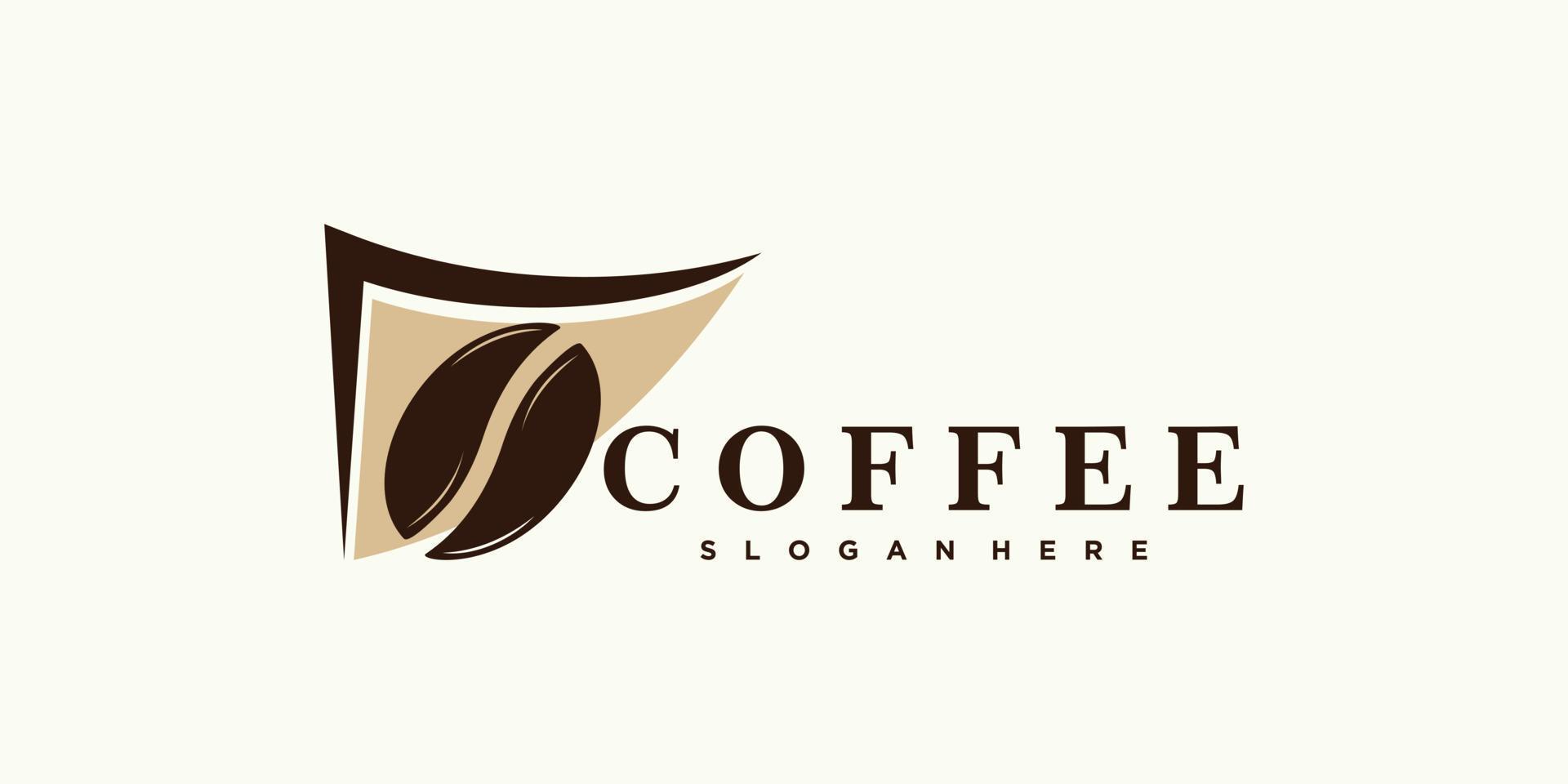 diseño de logotipo de café para icono de cafetería con vector premium de concepto creativo