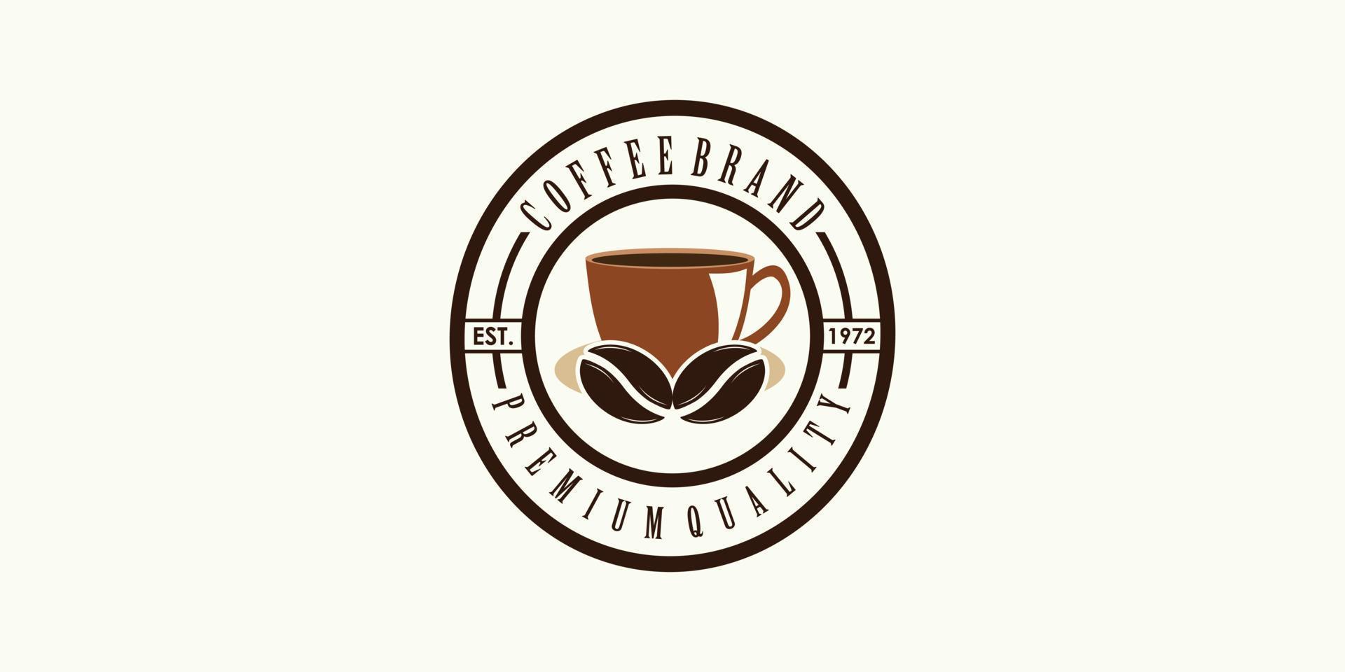 diseño de logotipo de café para icono de cafetería con vector premium de concepto creativo