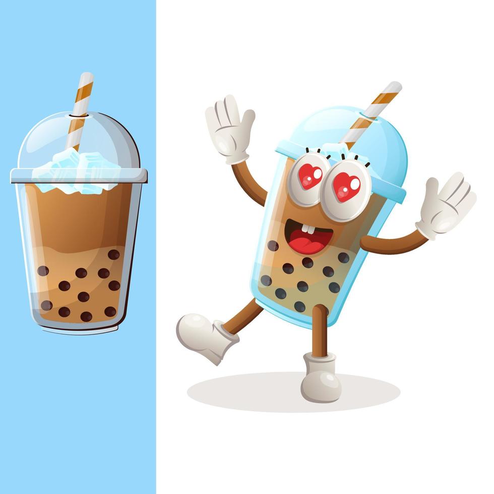 Cute Bubble Tea mascot playful and happy vector