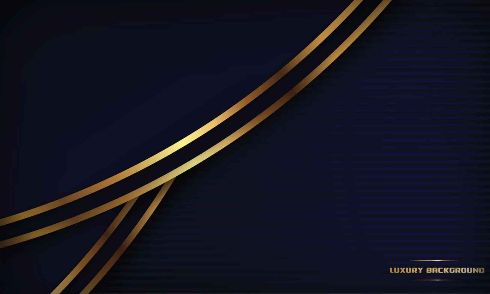 Luxury dark blue background with shiny gold line decoration vector