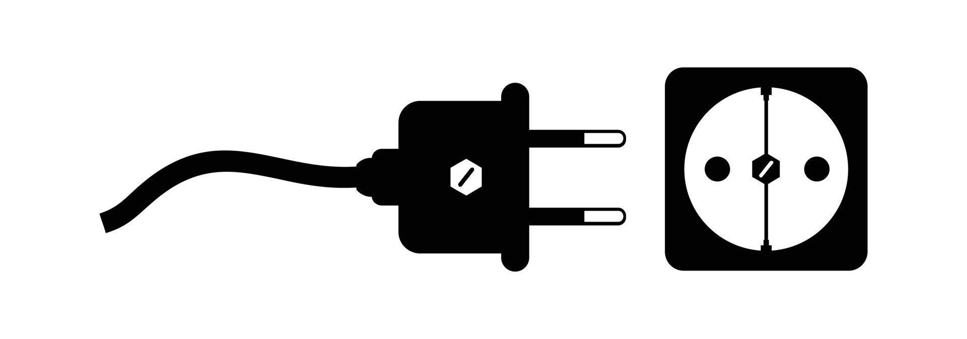 vector Electric plug and outlet socket unplugged. cable of energy