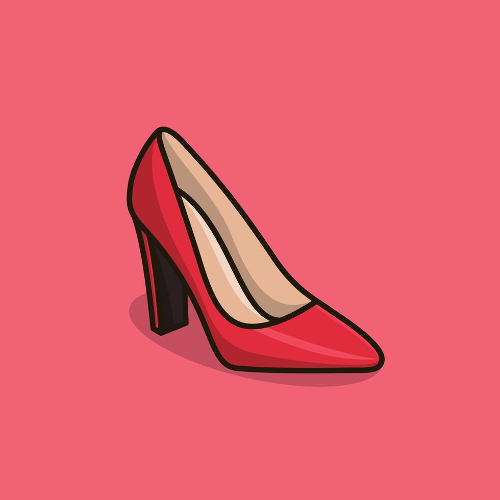 Red women's high-heeled shoes vector icon illustration. Beauty and fashion, High heel, footwear, Beauty, Fashion, Footwear design, events celebration, High heel.