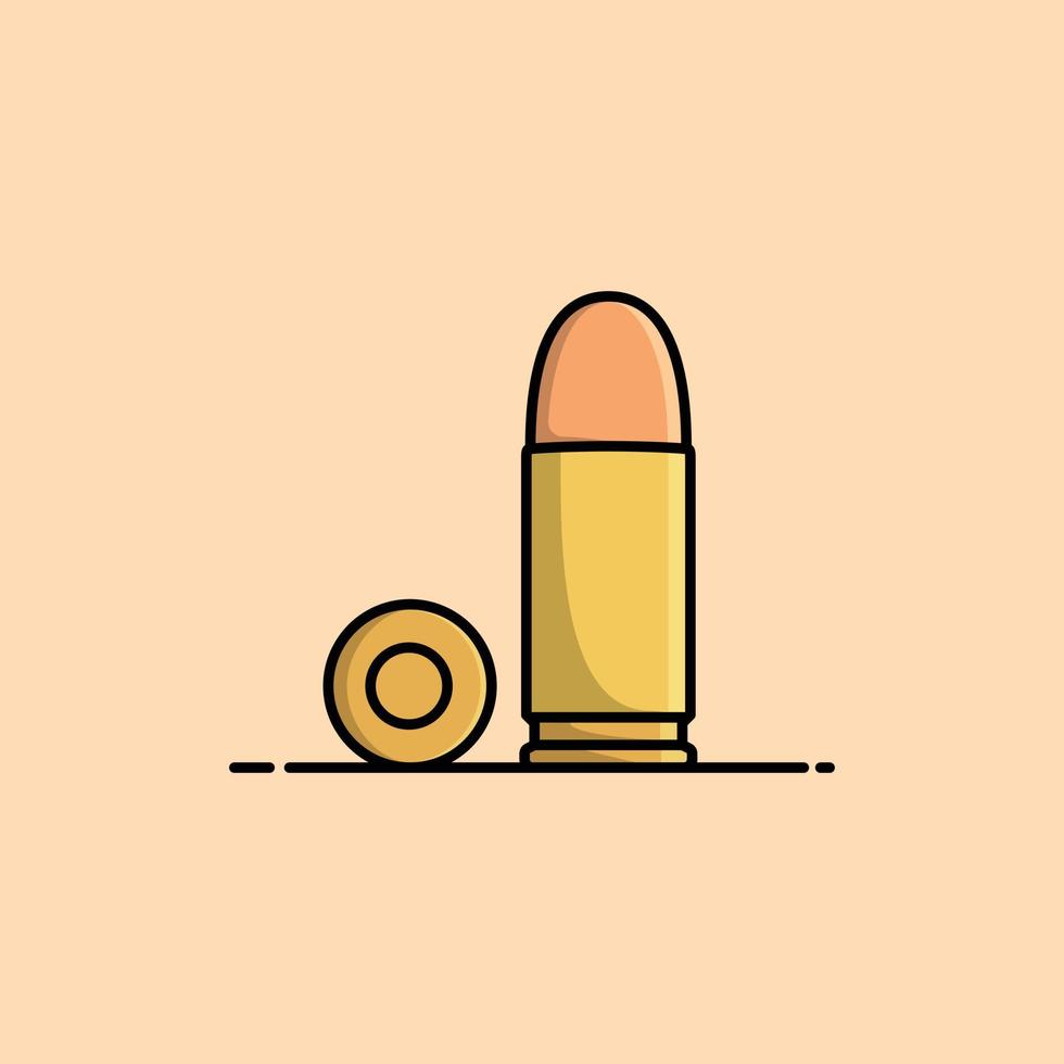 close-up 9mm bullet vector on light background. cartoonish illustration