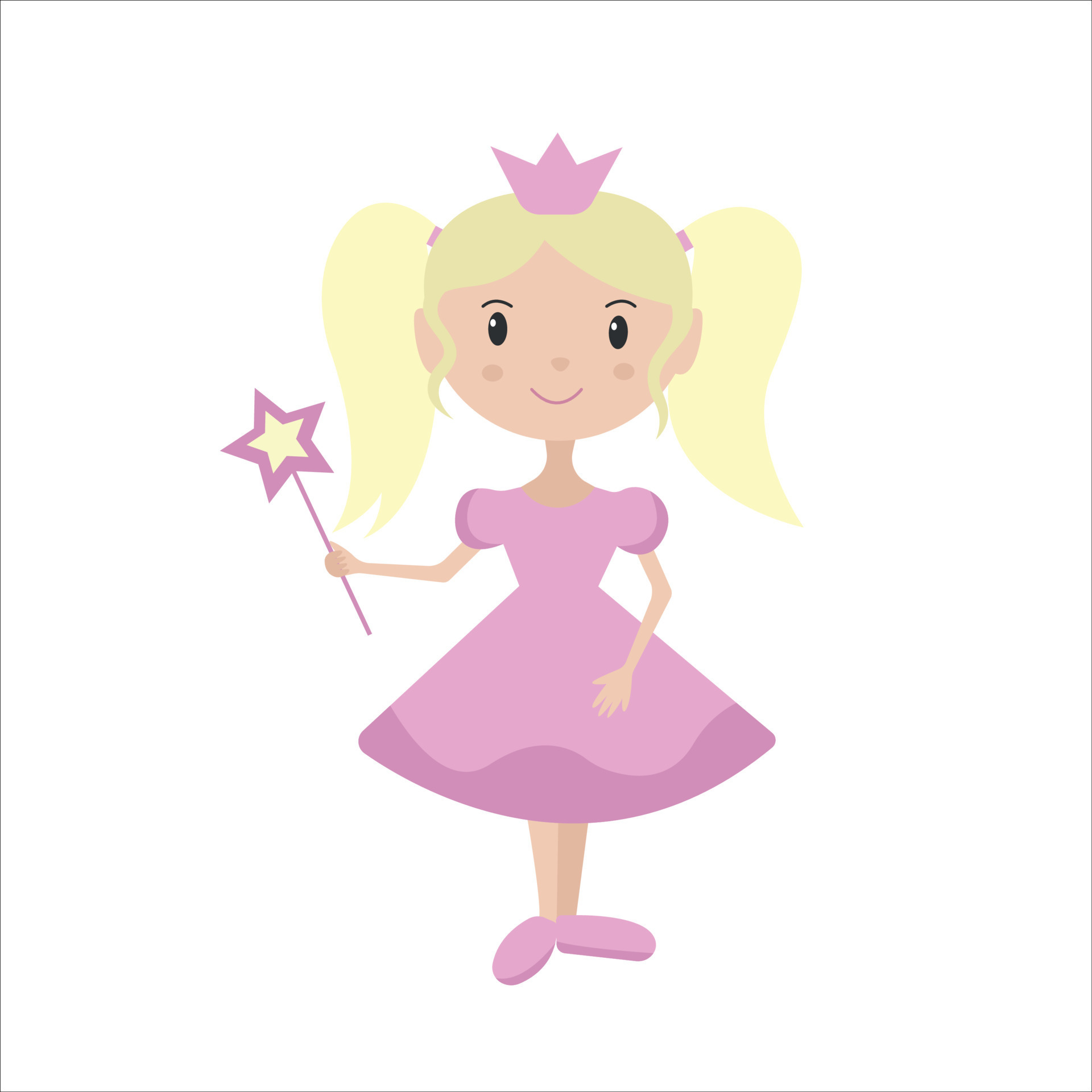 Cute little princess girl in a pink dress with blonde hair. Cartoon  illustration for kids clothing. Use for print, surface design, fashion wear  12651510 Vector Art at Vecteezy