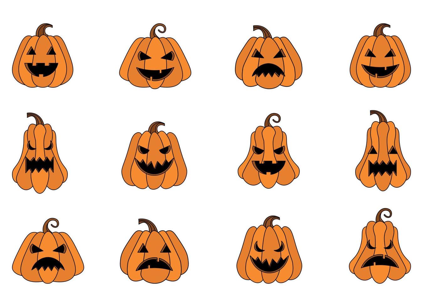 ilustración de diseño de vector de calabaza de halloween aislado sobre fondo blanco