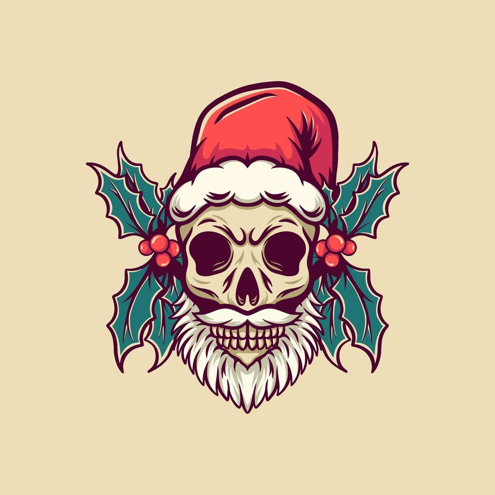 Skull Christmas Retro Illustration vector