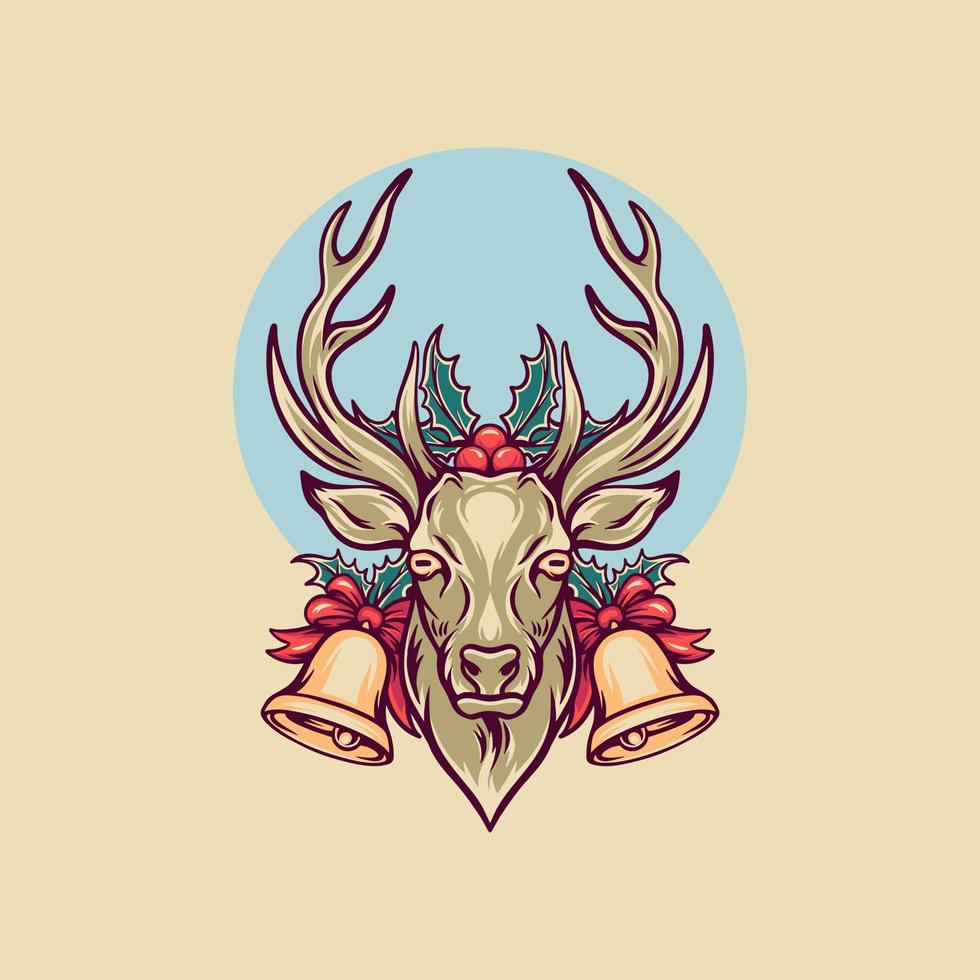 Deer Christmas Retro Illustration vector