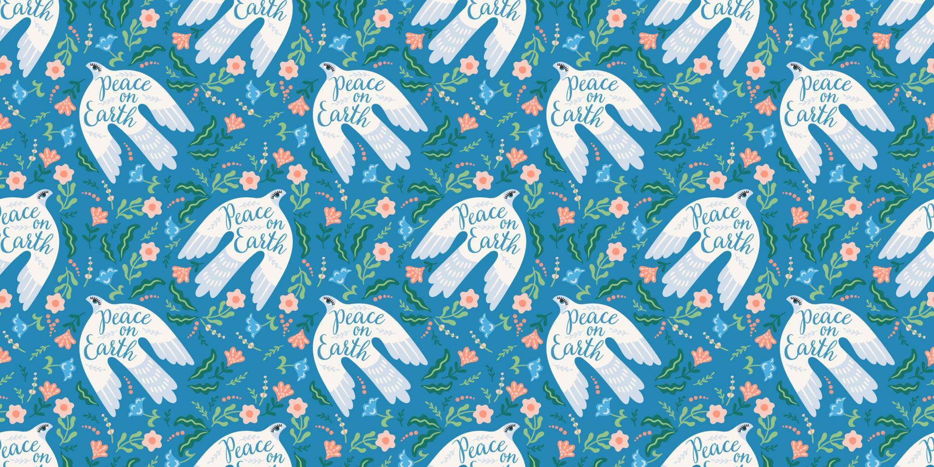 Doves of peace. Vector seamless pattern. Background for paper, packaging, wallpaper, fabric and other surfaces