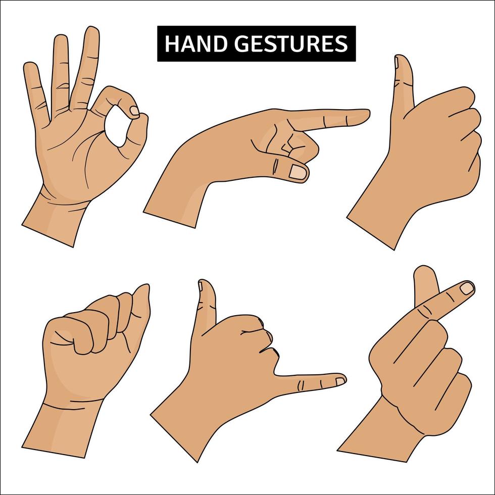 Hand gestures for sign language vector