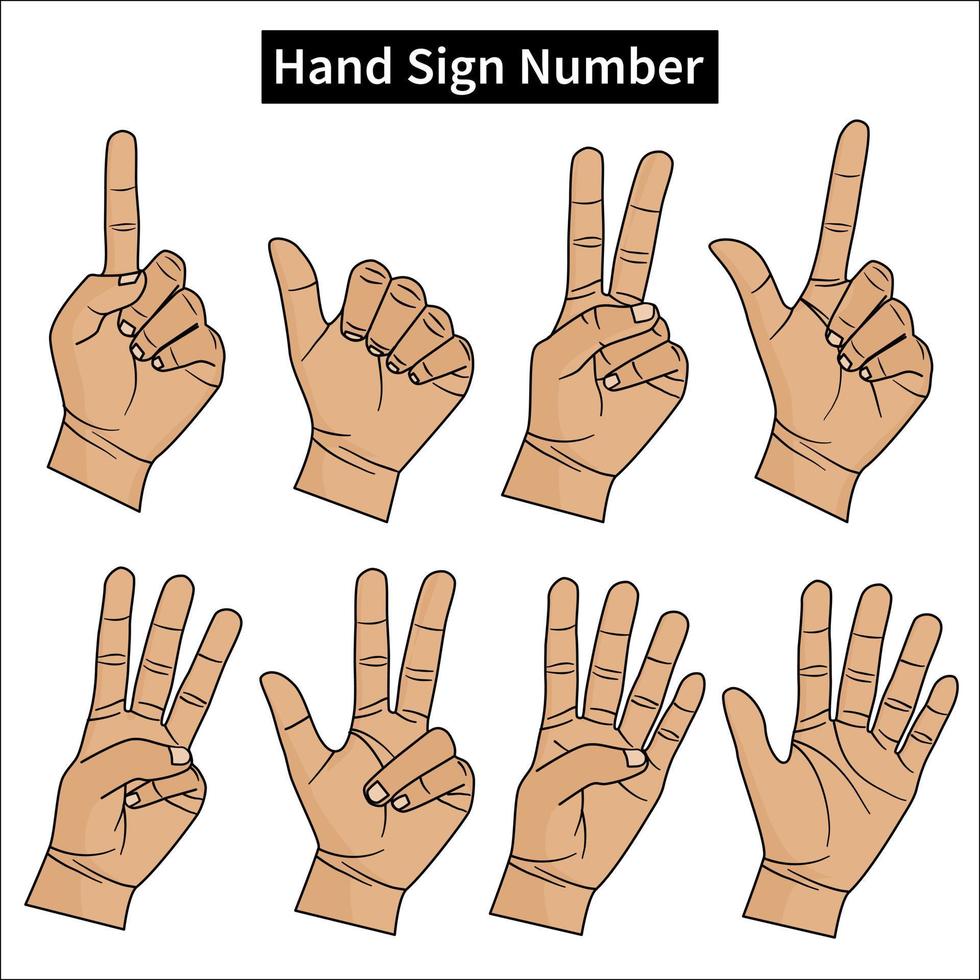 Hand gestures for number counting vector