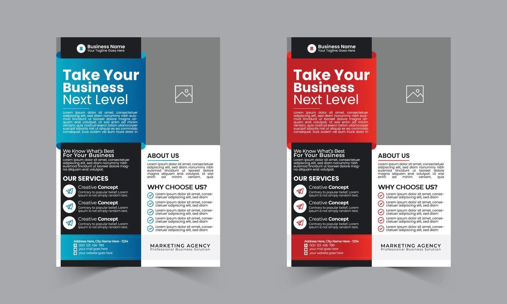 A4 size vertical corporate flyer or banner template design for your brand or company with creative, eye catching, professional and modern shape vector