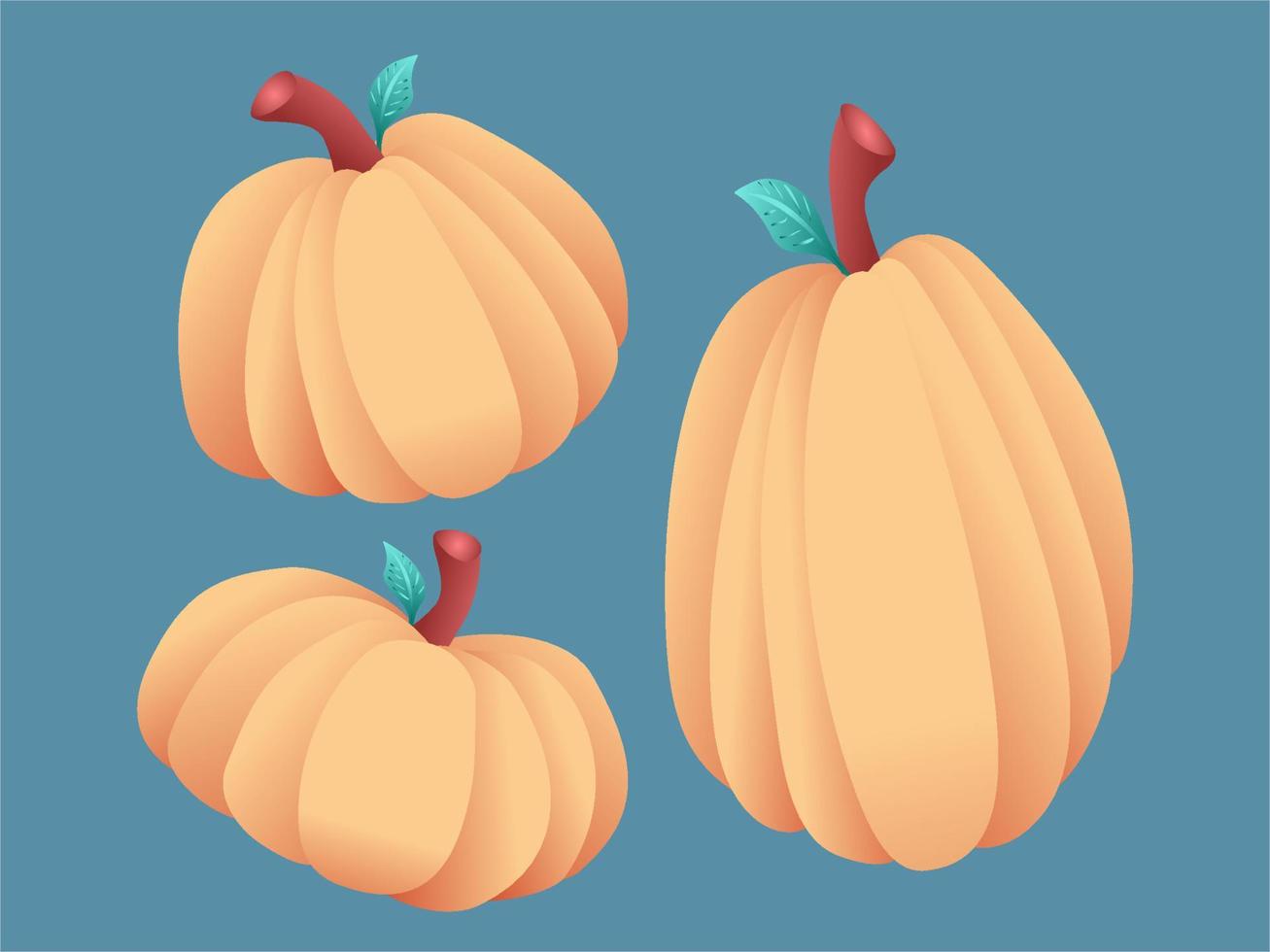 Pumpkin Halloween Different Size Drawing Vector Icon Background