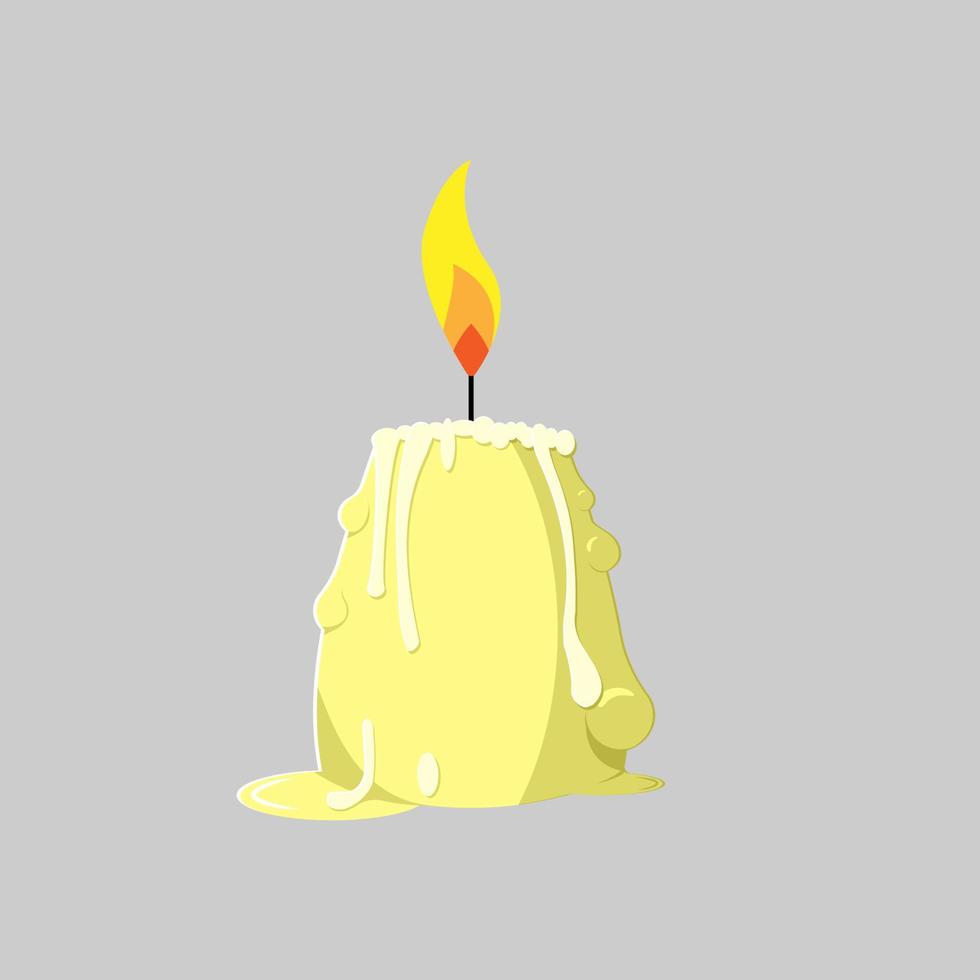 burning candle with dripping wax vector