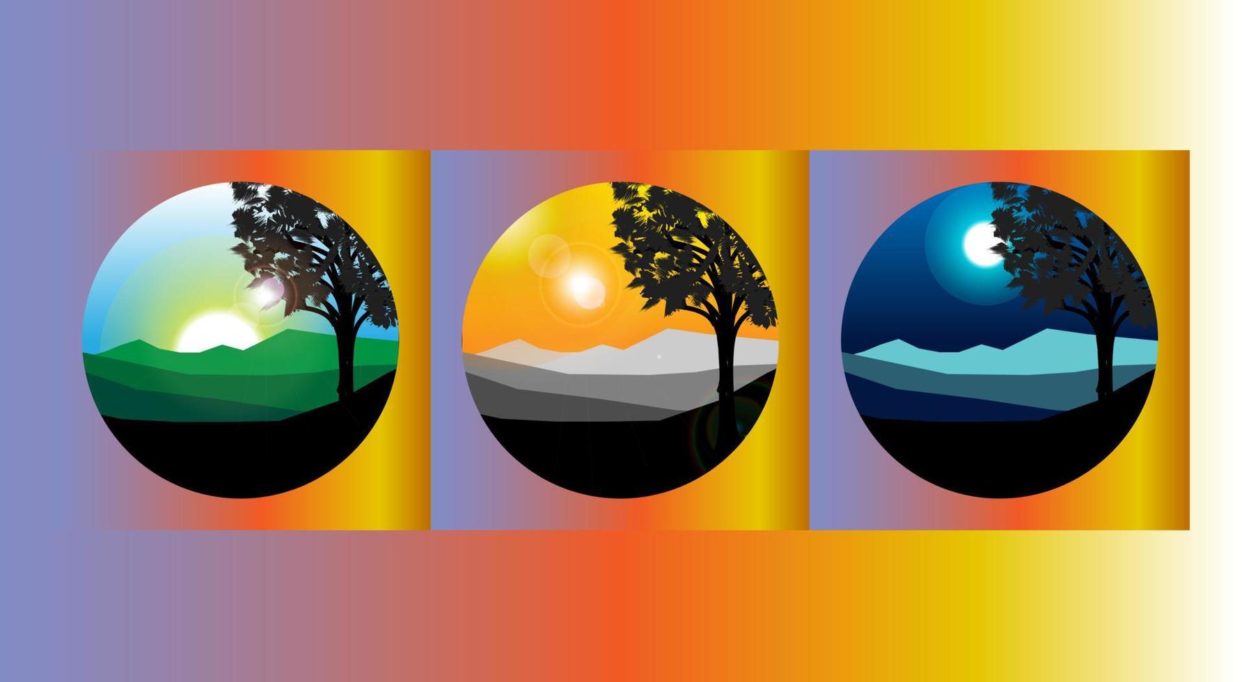 Three different times in a day vector