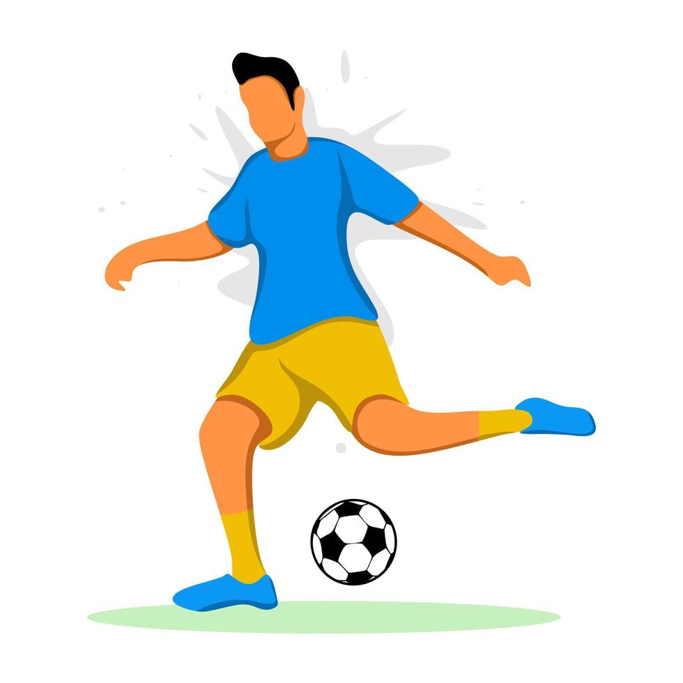 Jugador de fútbol pateando una pelota, diseño de ilustraciones vectoriales vector