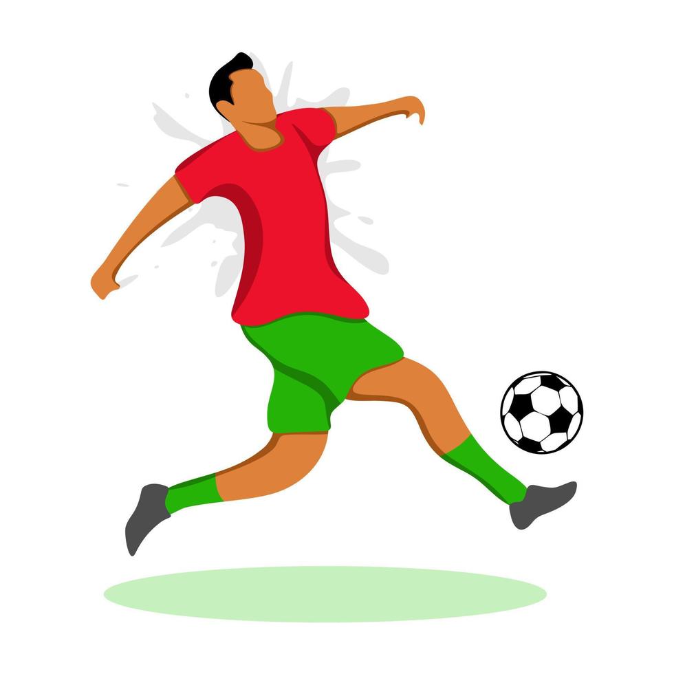 jugador de fútbol con camisa roja y pantalones verdes, diseño de ilustraciones vectoriales vector