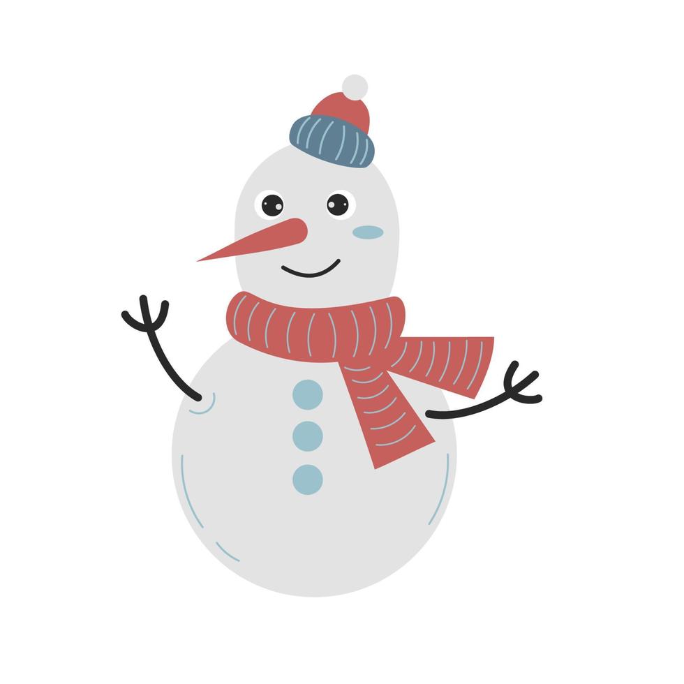 Cute snowman sticker vector