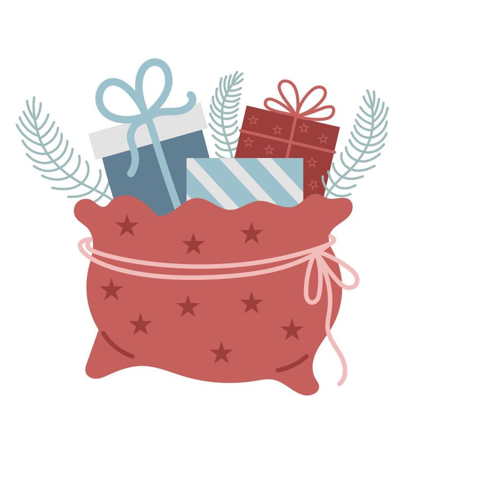 Santa bag sticker with gifts vector