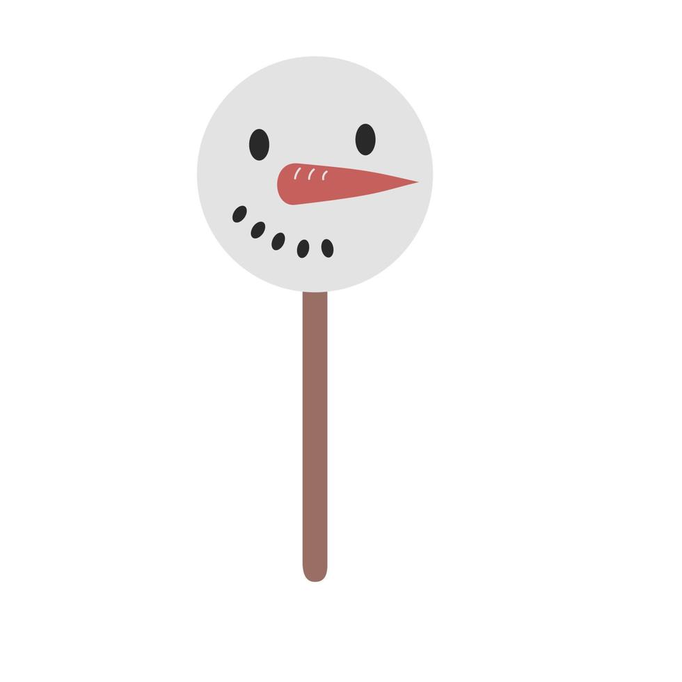 Sticker lollipop snowman on stick vector