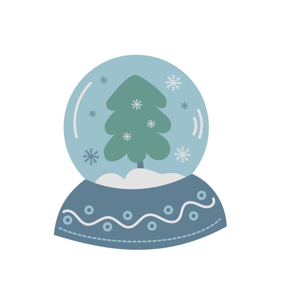 pegatina globo de nieve árbol de navidad vector