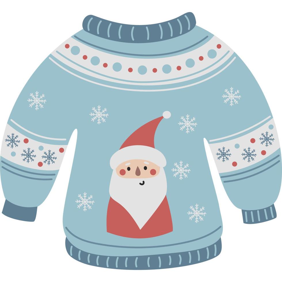 Knitted Christmas Sweater with Santa vector