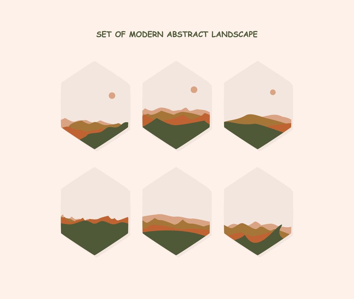 set of Modern abstract landscape vector