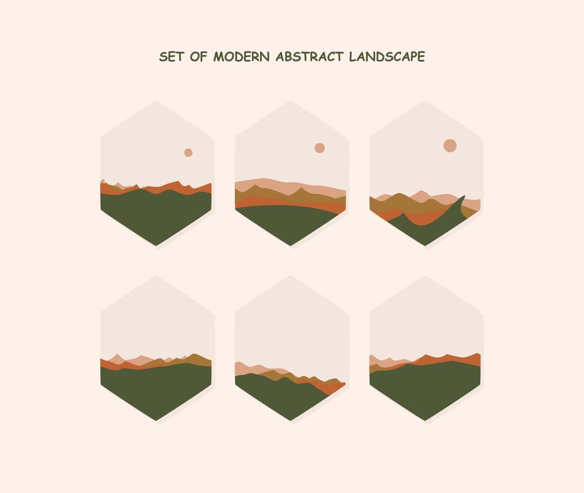 set of Modern abstract landscape vector