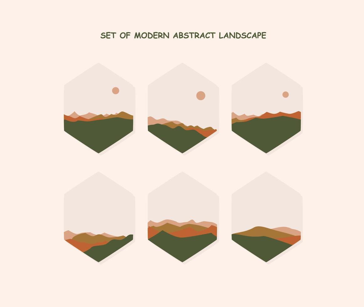 set of Modern abstract landscape vector