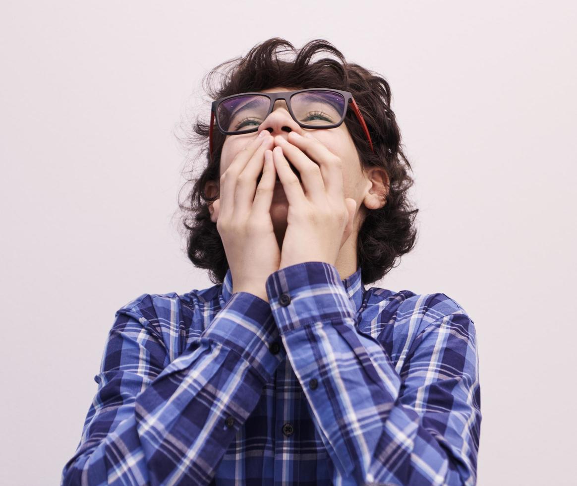 portrait  of smart looking arab teenager with glasses photo