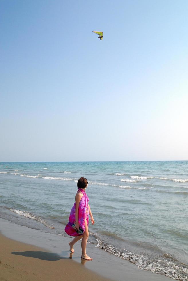 happy woman on beach photo