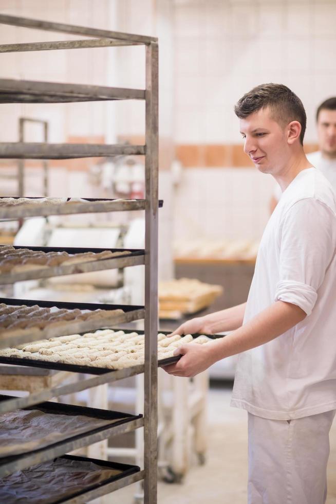 bakers preparing the dough photo