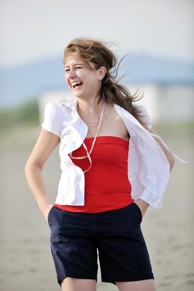 young woman relax  on beach photo