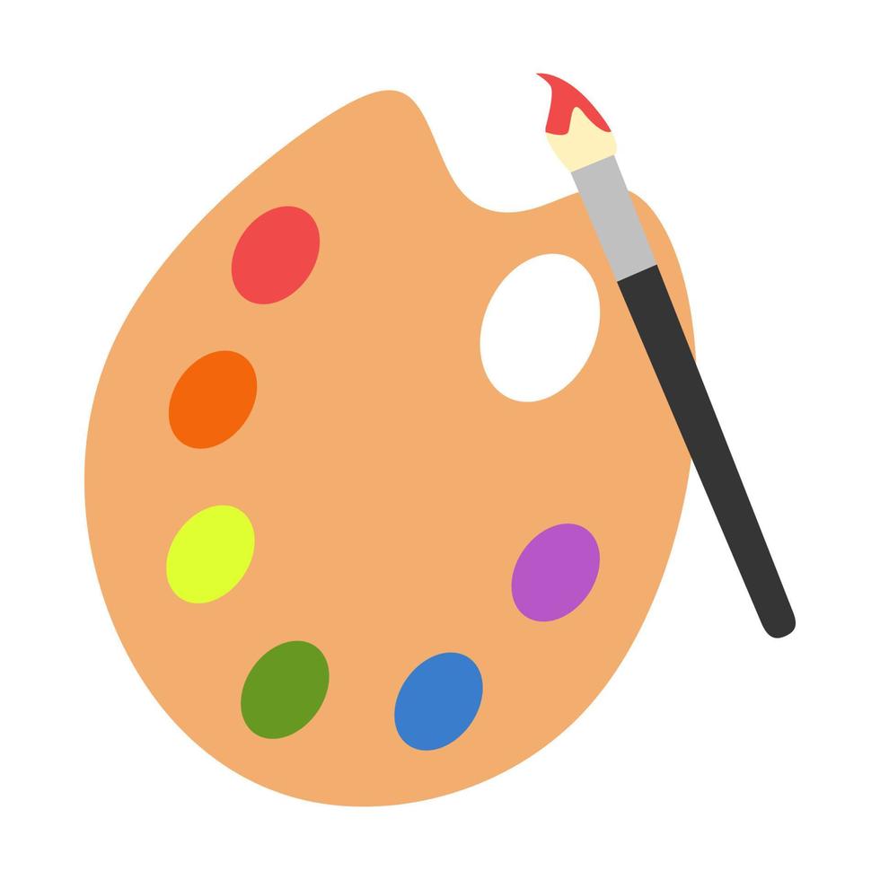 icono de paleta de colores e icono de pincel pequeño. Aislado en un fondo blanco. adecuado para temas de arte, diseño web, ui, etc. diseño de vectores planos