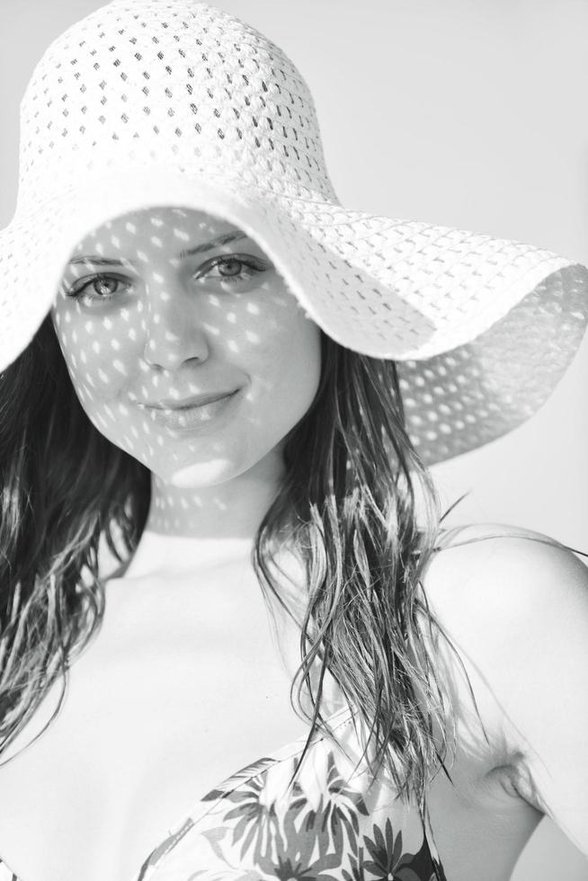 young woman relax  on beach photo