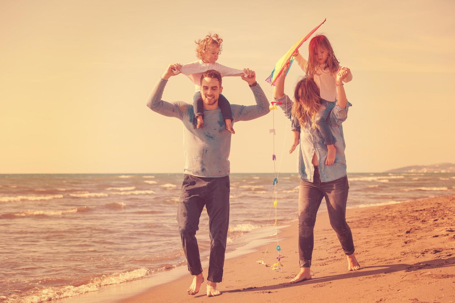 happy family enjoying vecation during autumn day photo