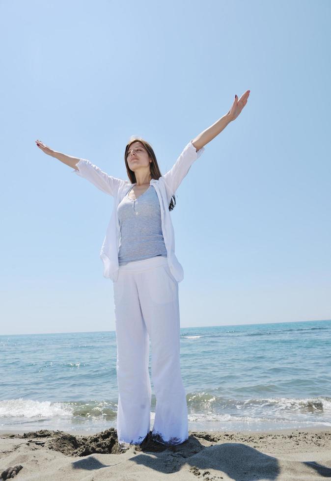 young woman relax  on beach photo