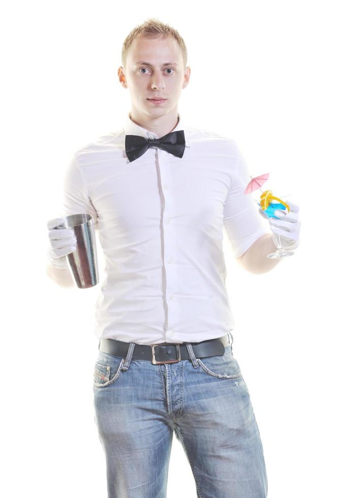 barman portrait isolated on white background photo