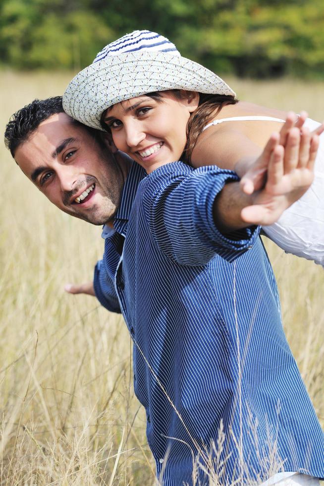 happy young couple have romantic time outdoor photo
