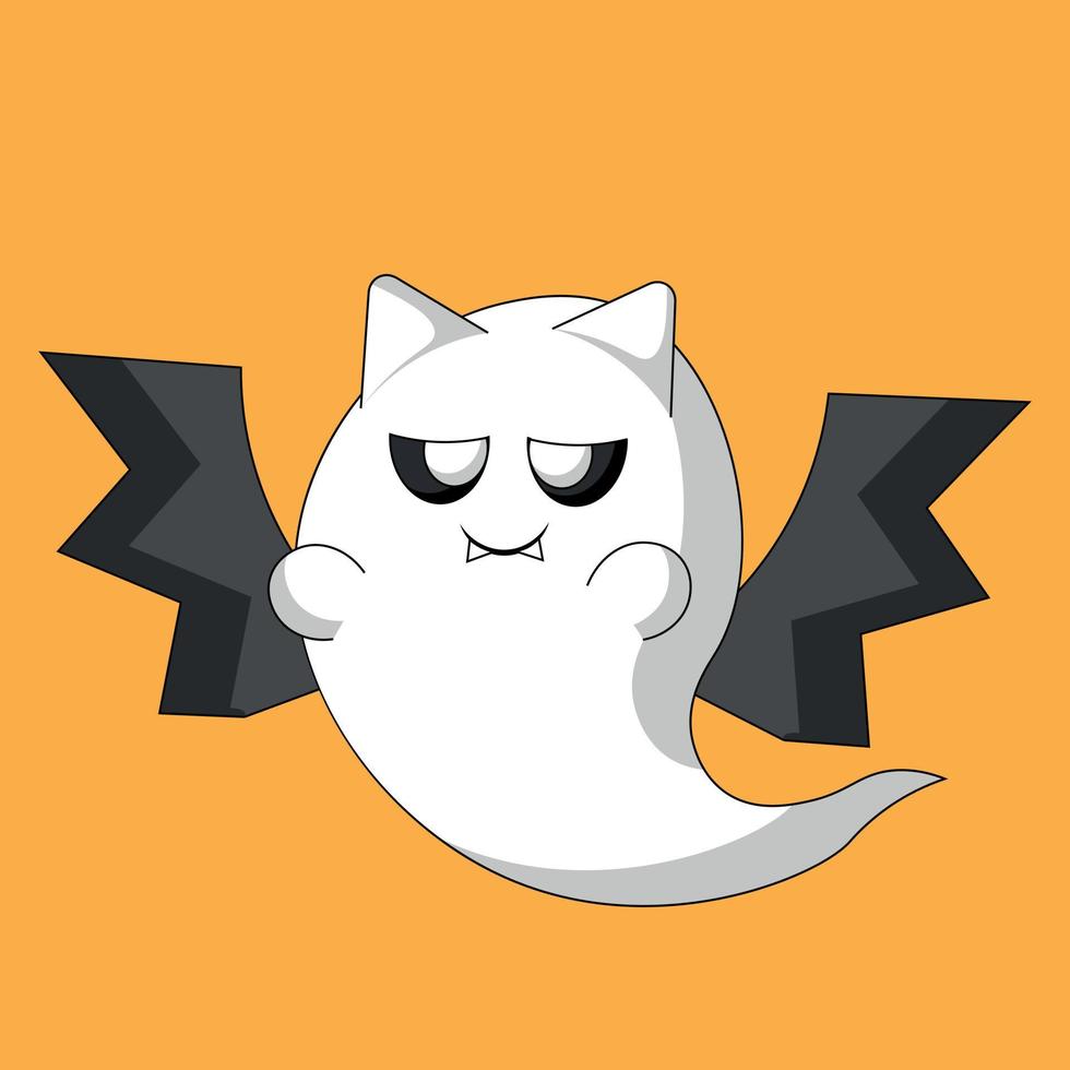Cute Ghost Bat. Draw illustration in color vector