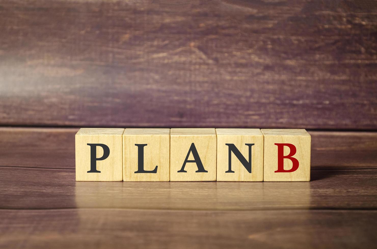 Wooden cube block word plan B. Business concept photo