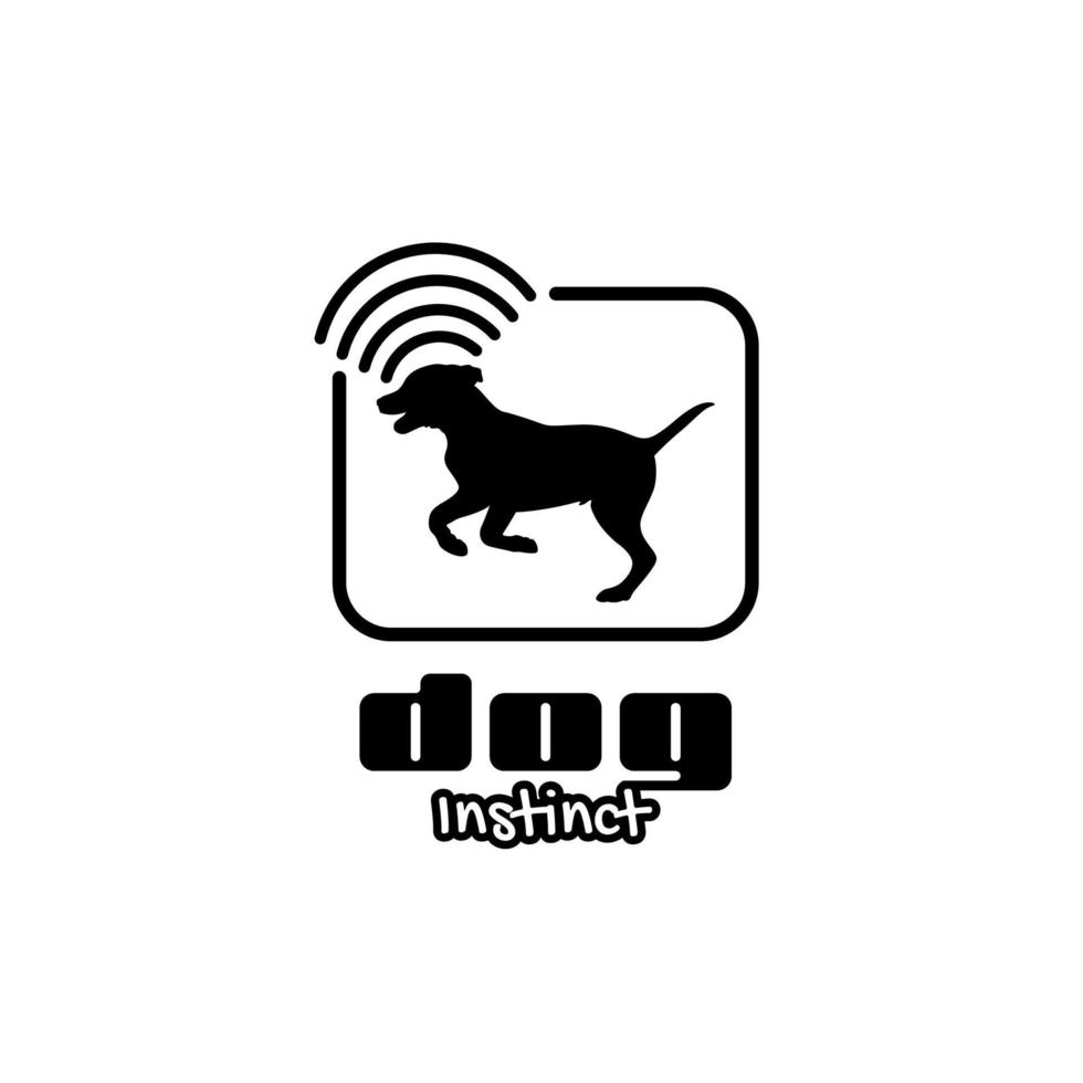 silueta de perro con icono de señal para el símbolo del logotipo del perro rastreador vector