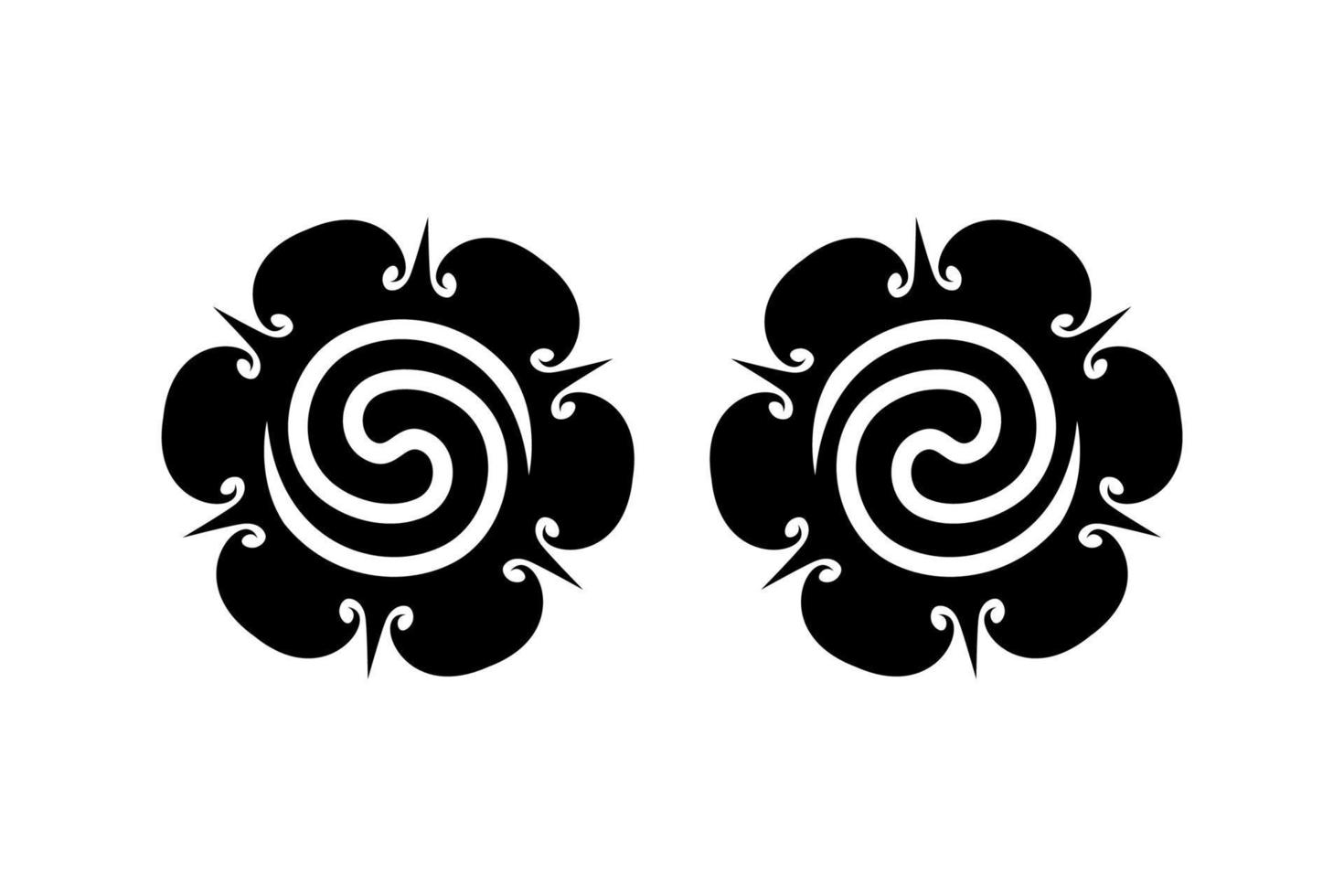 Borneo Flower Symbol, Tribal Traditional Borneo Ethnic Tattoos vector