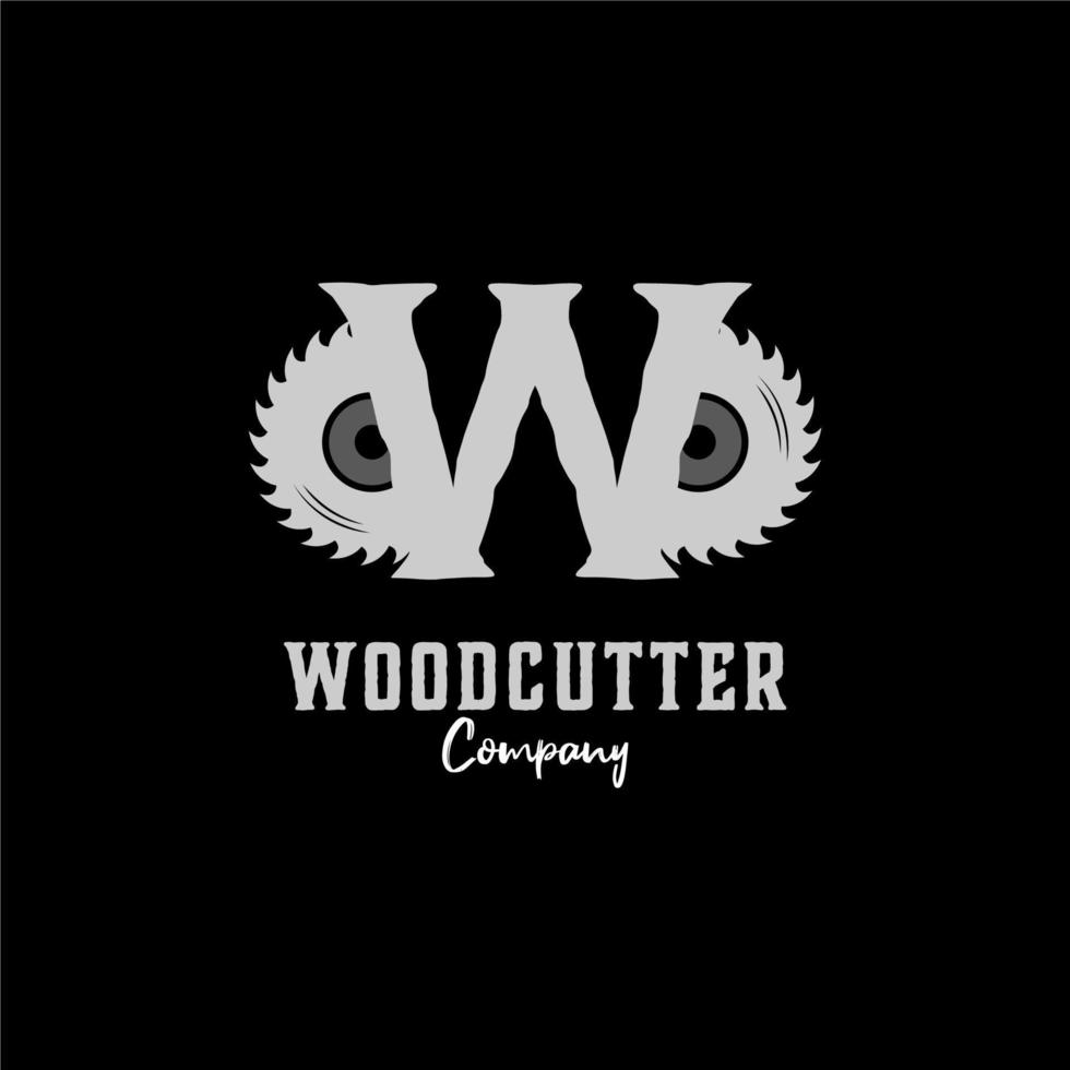 molinillo w inicial para el diseño del logotipo de carpintería o carpintería vector